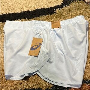 ASICS Light Blue Running Short Lined Laser Cut Short XL NWT